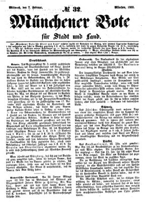 Münchener Bote für Stadt und Land Mittwoch 7. Februar 1855