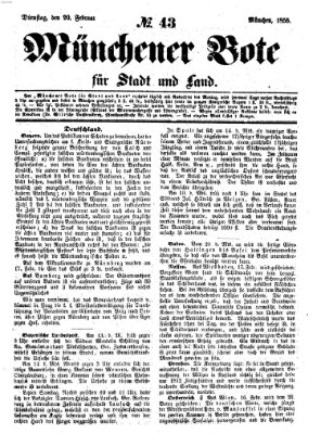 Münchener Bote für Stadt und Land Dienstag 20. Februar 1855