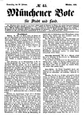 Münchener Bote für Stadt und Land Donnerstag 22. Februar 1855