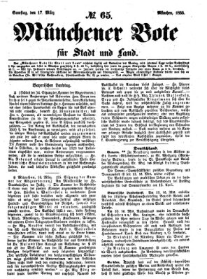 Münchener Bote für Stadt und Land Samstag 17. März 1855