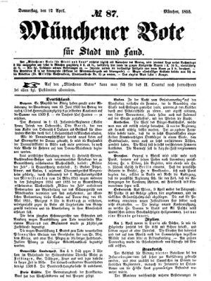 Münchener Bote für Stadt und Land Donnerstag 12. April 1855