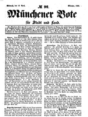 Münchener Bote für Stadt und Land Mittwoch 18. April 1855