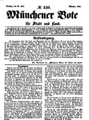 Münchener Bote für Stadt und Land Dienstag 26. Juni 1855