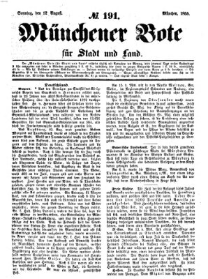 Münchener Bote für Stadt und Land Sonntag 12. August 1855