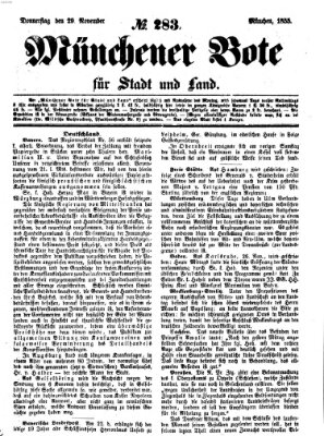 Münchener Bote für Stadt und Land Donnerstag 29. November 1855