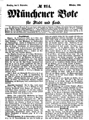 Münchener Bote für Stadt und Land Samstag 8. September 1855