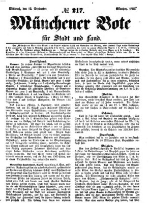 Münchener Bote für Stadt und Land Mittwoch 12. September 1855