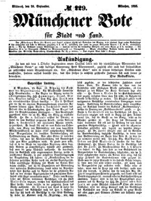 Münchener Bote für Stadt und Land Mittwoch 26. September 1855