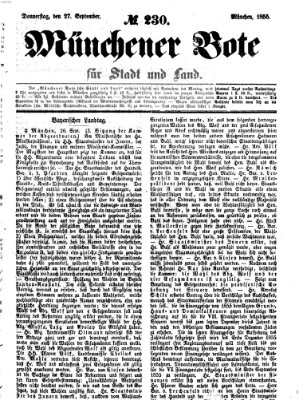 Münchener Bote für Stadt und Land Donnerstag 27. September 1855