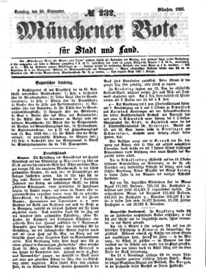 Münchener Bote für Stadt und Land Samstag 29. September 1855