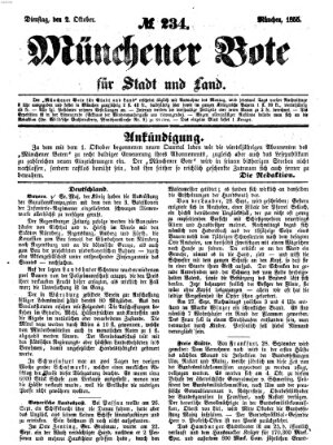 Münchener Bote für Stadt und Land Dienstag 2. Oktober 1855