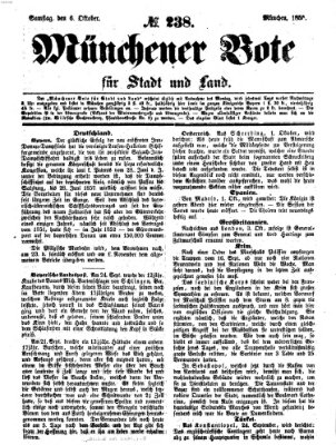 Münchener Bote für Stadt und Land Samstag 6. Oktober 1855