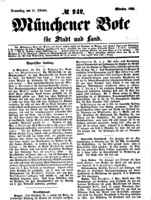 Münchener Bote für Stadt und Land Donnerstag 11. Oktober 1855