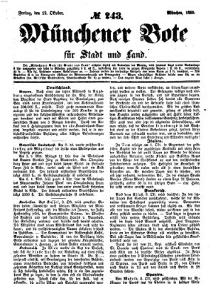 Münchener Bote für Stadt und Land Freitag 12. Oktober 1855