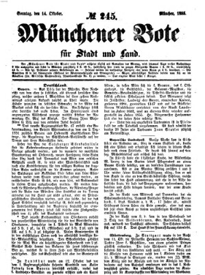 Münchener Bote für Stadt und Land Sonntag 14. Oktober 1855