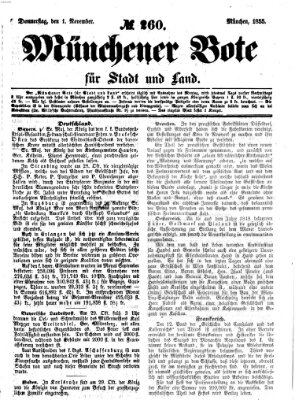 Münchener Bote für Stadt und Land Donnerstag 1. November 1855