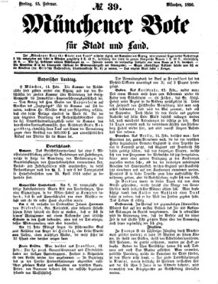 Münchener Bote für Stadt und Land Freitag 15. Februar 1856