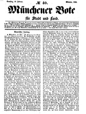 Münchener Bote für Stadt und Land Samstag 16. Februar 1856