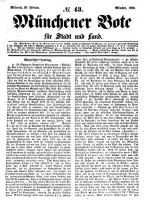 Münchener Bote für Stadt und Land Mittwoch 20. Februar 1856