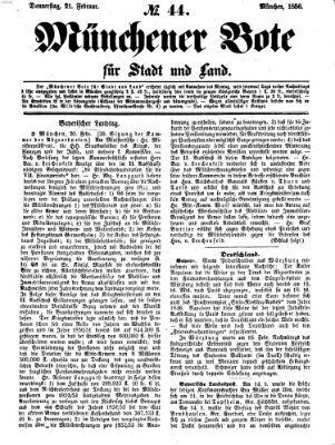 Münchener Bote für Stadt und Land Donnerstag 21. Februar 1856