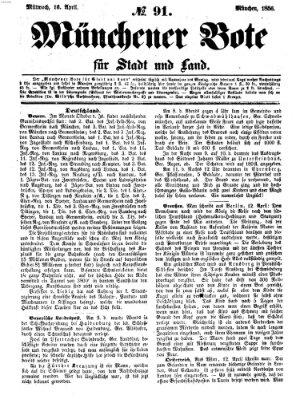 Münchener Bote für Stadt und Land Mittwoch 16. April 1856