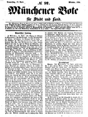 Münchener Bote für Stadt und Land Donnerstag 17. April 1856