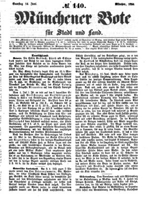 Münchener Bote für Stadt und Land Samstag 14. Juni 1856