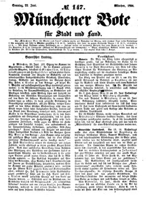 Münchener Bote für Stadt und Land Sonntag 22. Juni 1856