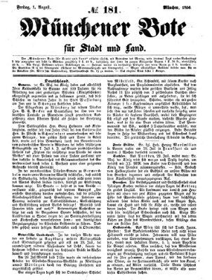 Münchener Bote für Stadt und Land Freitag 1. August 1856