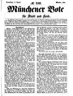 Münchener Bote für Stadt und Land Donnerstag 14. August 1856