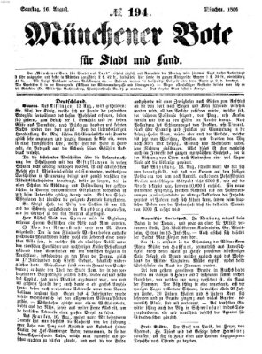 Münchener Bote für Stadt und Land Samstag 16. August 1856