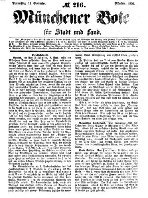 Münchener Bote für Stadt und Land Donnerstag 11. September 1856
