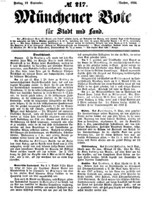 Münchener Bote für Stadt und Land Freitag 12. September 1856