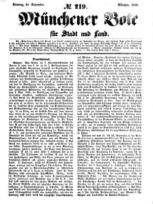 Münchener Bote für Stadt und Land Sonntag 14. September 1856