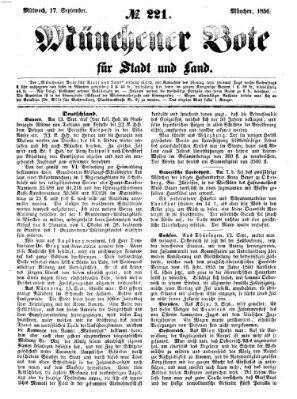 Münchener Bote für Stadt und Land Mittwoch 17. September 1856