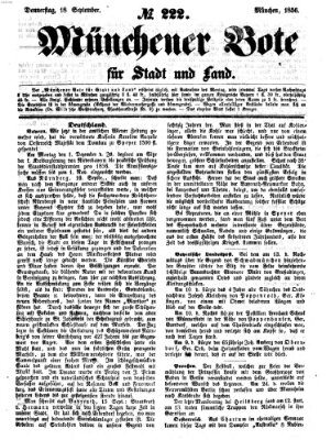 Münchener Bote für Stadt und Land Donnerstag 18. September 1856