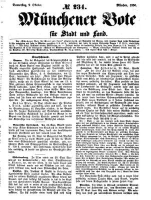 Münchener Bote für Stadt und Land Donnerstag 2. Oktober 1856