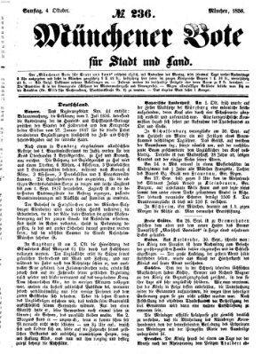 Münchener Bote für Stadt und Land Samstag 4. Oktober 1856