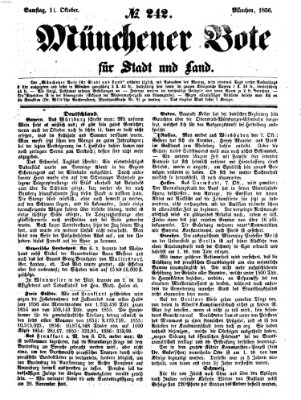 Münchener Bote für Stadt und Land Samstag 11. Oktober 1856