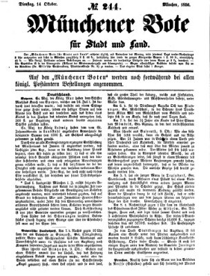 Münchener Bote für Stadt und Land Dienstag 14. Oktober 1856