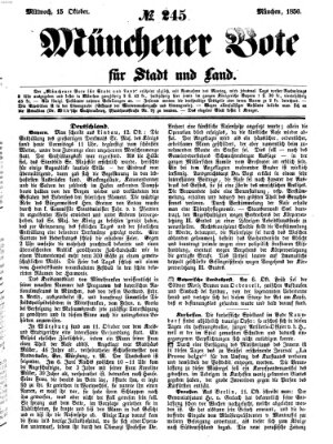 Münchener Bote für Stadt und Land Mittwoch 15. Oktober 1856