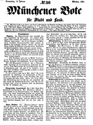 Münchener Bote für Stadt und Land Donnerstag 12. Februar 1857