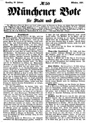 Münchener Bote für Stadt und Land Samstag 28. Februar 1857