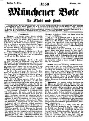 Münchener Bote für Stadt und Land Samstag 7. März 1857