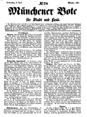 Münchener Bote für Stadt und Land Donnerstag 2. April 1857