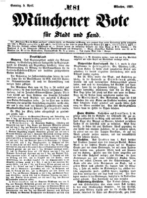 Münchener Bote für Stadt und Land Sonntag 5. April 1857