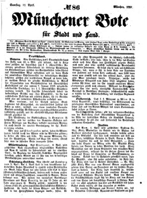 Münchener Bote für Stadt und Land Samstag 11. April 1857