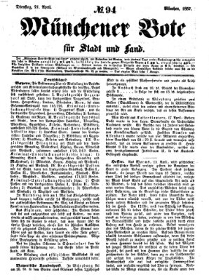 Münchener Bote für Stadt und Land Dienstag 21. April 1857