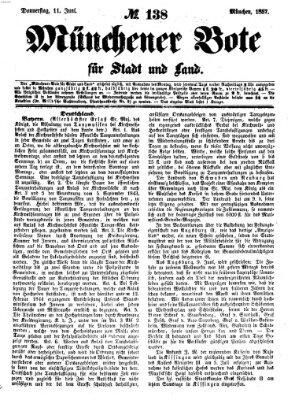 Münchener Bote für Stadt und Land Donnerstag 11. Juni 1857