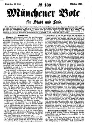 Münchener Bote für Stadt und Land Samstag 13. Juni 1857